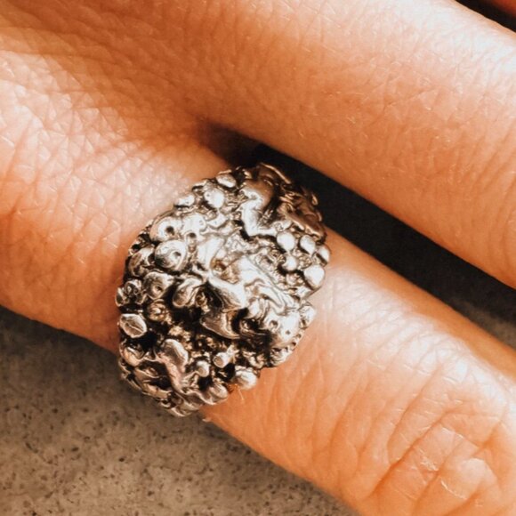 Handmade Sterling Silver Genuine Artisan Ring Diety Zeus Roman Face Mythology 7 - Picture 1 of 4